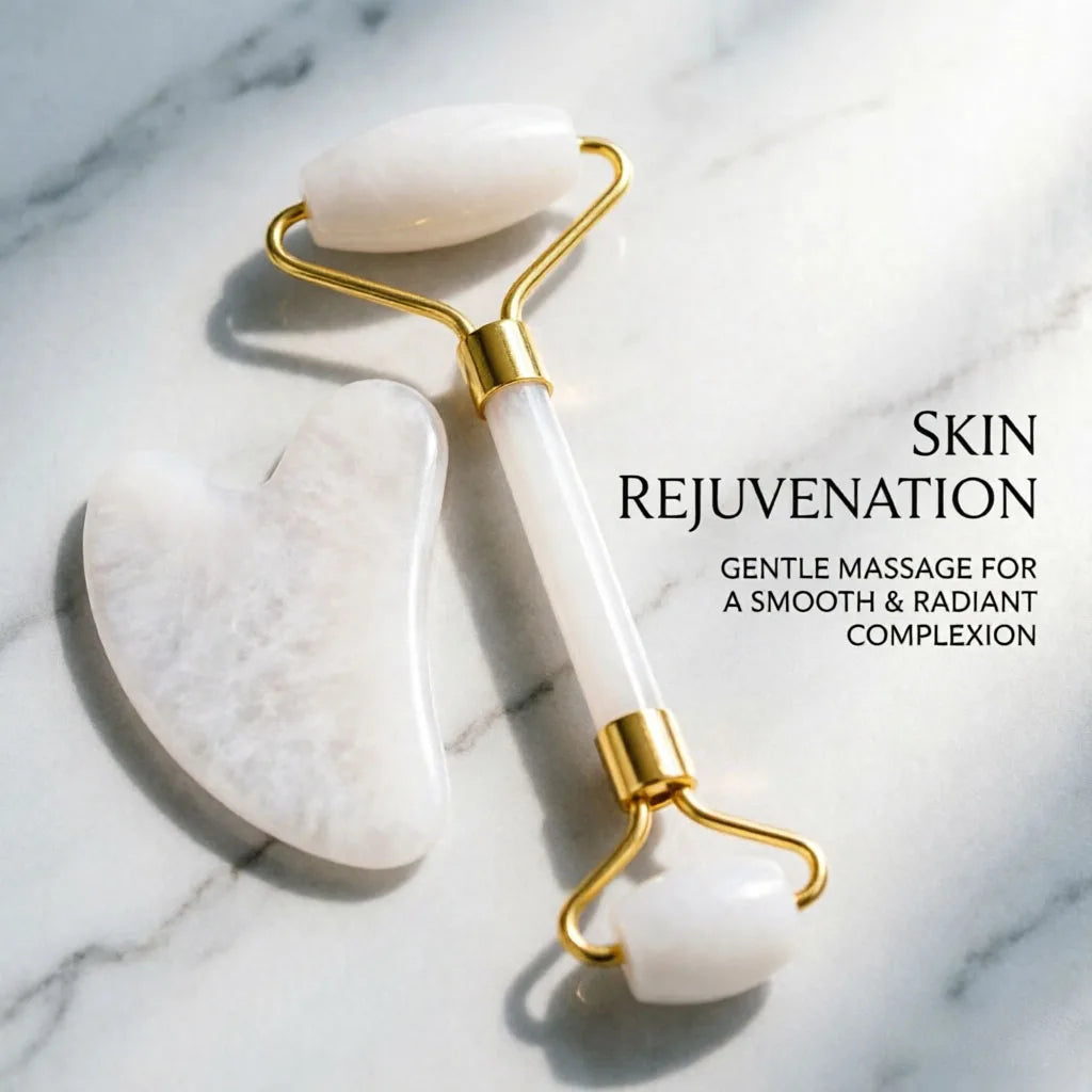 Jade & Quartz Facial Roller and Gua Sha Set
