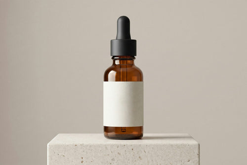 Cygneia neck cream amber dropper on stone